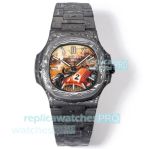 Super Clone DIW Patek Philippe Nautilus Carbon Fiber Watch with Red Racing Dial 